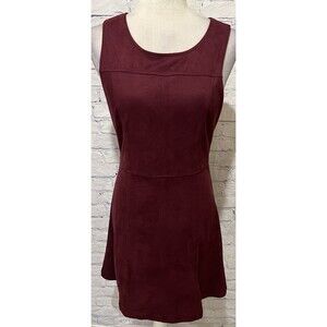 The Impeccable Pig Micro Suede Sleeves Wine Maroon Dress Size Small